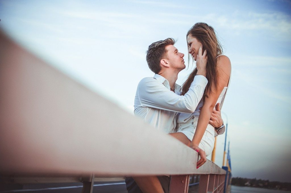 couple looking into each other's eyes