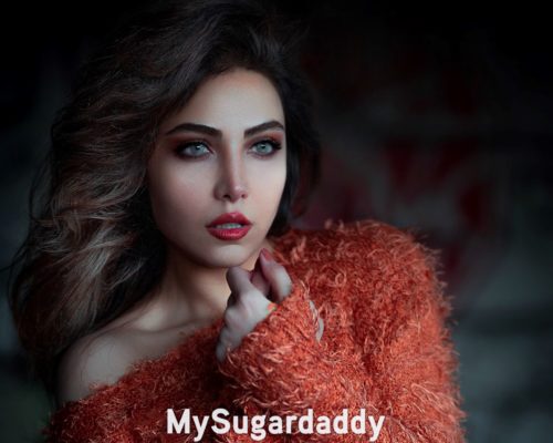 beauty-obsessed sugar baby in red blouse