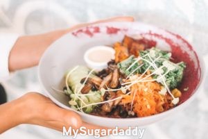 plate with vegan organic food