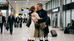 Sugar daddy and sugar baby reunion at the airport